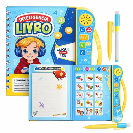 Livro Inteligente Educativo Interativo Com Atividades Português/inglês E Didático Com Som E Luz Para Crianças