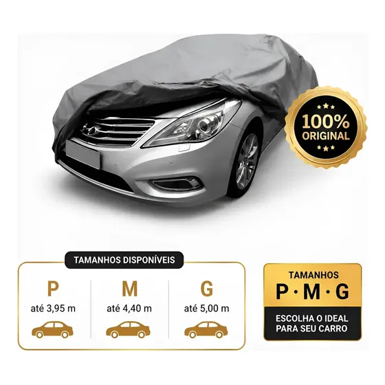 Capa Para Carro Forrada Impermeável 100% Proteção Anti Raios Uv, Sol, Poeira, Riscos, Chuva Diversos Tamanhos P M E G Sumo P Com Forro