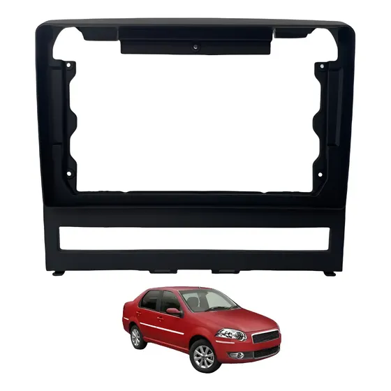 Moldura 9'2din Fiat Palio Weekend, Siena, Strada 2008 A 2012 Preto Fosco