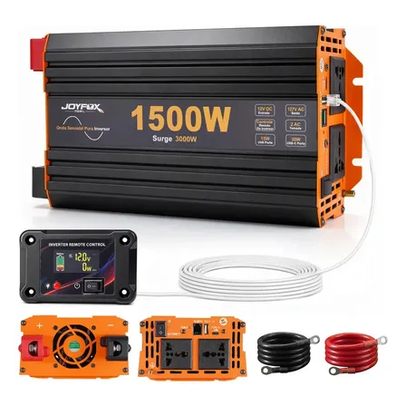 Inversor Energia Onda Senoidal Pura 1500w Pico 3000w 12v Para 127v 60hz Conversor Transformador Com Controle Remoto
