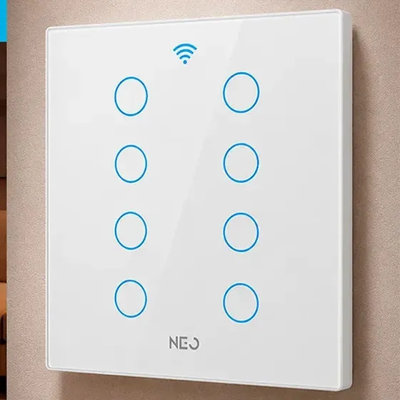 Interruptor Inteligente Smart Wi-fi 2.4 GHz Alexa google 8 Botões 4x4 Bivolt Branco Cod: 291990455 Neo Avant