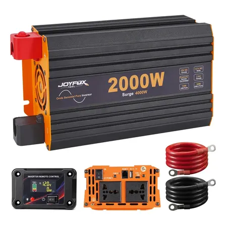 Inversor 2000w Pico 4000w Conversor Onda Senoidal Pura 12v Para 127v 60hz Com Controle Remoto Múltipla Proteção