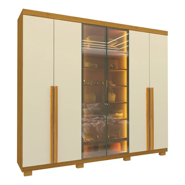 Guarda-roupa Casal 6 Portas Com Pés Com Led Imperatriz