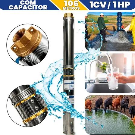 Bomba Submersa Caneta Palito 1cv 1hp Monofasico 102mca / 3 Polegadas / Poço Artesiano Irrigação Cisterna