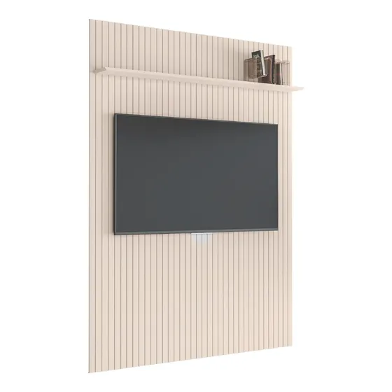Painel P/ Tv Até 55 Polegadas Ripado C/ Prateleira Off White