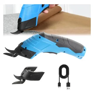 Tesoura Elétrica Rocasa Sem Fio Para Tecido, Couro E Papelão Azul 127v