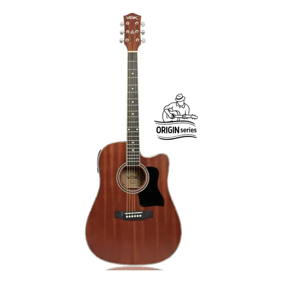 Violão Eletroacústico Voik DM41-E LEGACY Cor Mahogany Fosco Folk Cutaway Cordas de Aço Captador TEQ-5 Com Afinador ORIGIN Series P/ Destros