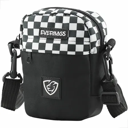 Bolsa Pochet Necessaire Shoulder Bag Everbags Preto Xadrez Preto