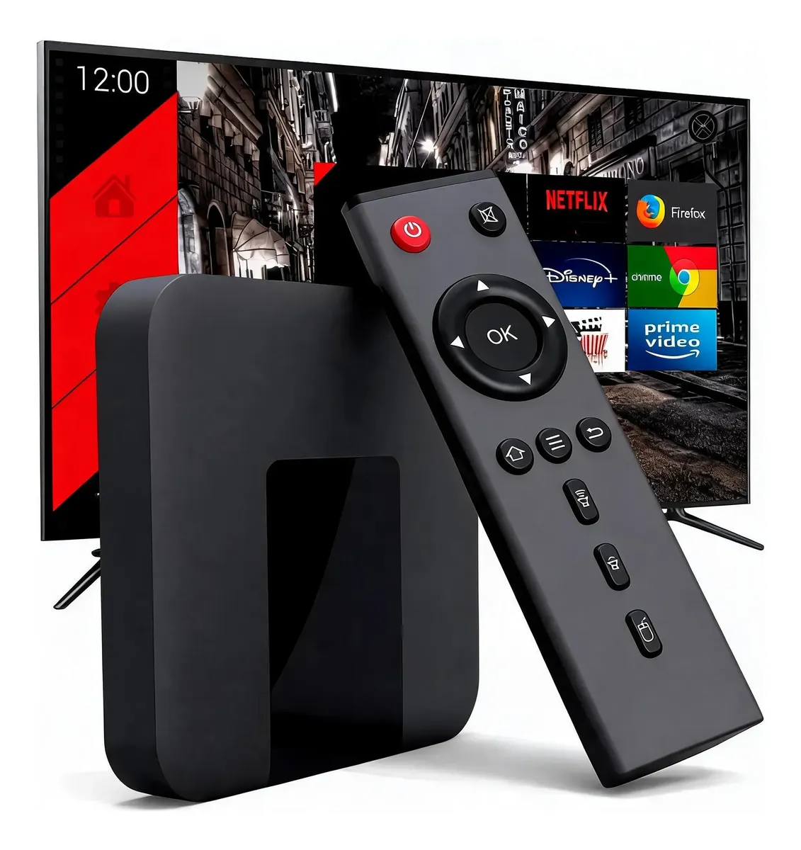 Tv Box Android 4k Controle Voz C/play Store Baixa Aplicativo Preto De Voz