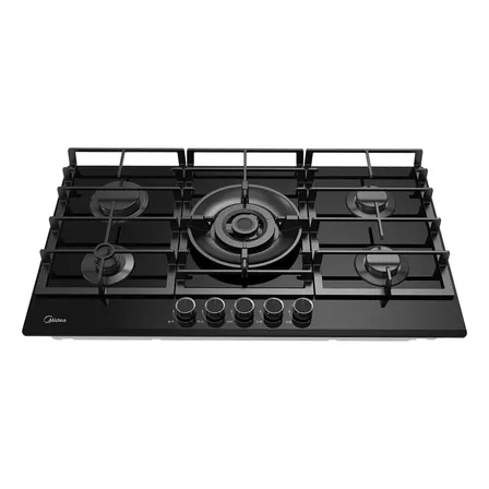 Cooktop 5 Bocas A Gás 90cm Volcano Bivolt Midea Preto 110/220v