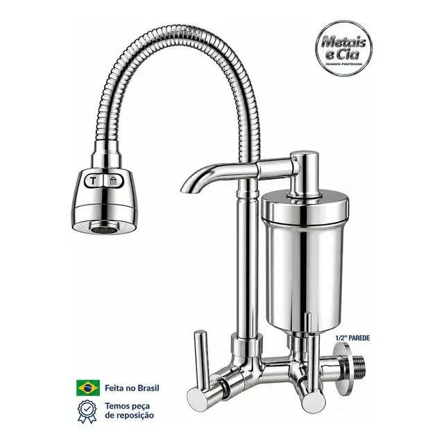 Torneira Com Filtro Gourmet Flexível Filtro Cozinha Parede Bica Com Filtro Cromado Purificador De Agua 872-filtro