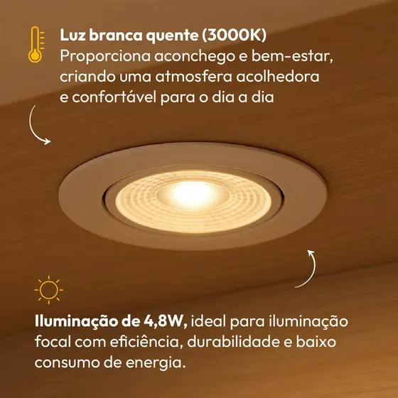 Kit 10 Lampada Led Dicróica Mr16 4,8w 3000k Branco Quente Gu10 110v/220v Branco Cod: Alut001203-10 Alut By Avant 127/220v
