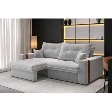 Sofá-cama Retrátil Reclinável 3 Lugares Linho 2,00m Ipanema Cor Cru