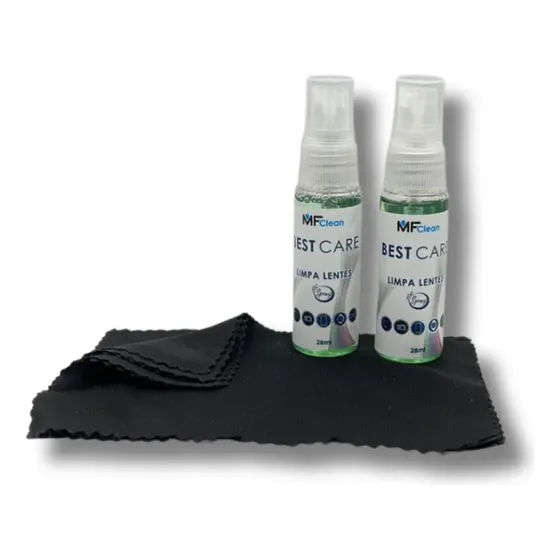 Kit Limpeza De Óculos 2 Limpa Lentes + 5 Flanelas Microfibra