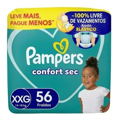 Fralda Pampers Confort Sec Xxg 56 Unidades