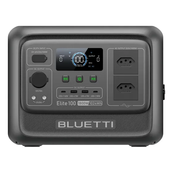 Bluetti Estação De Energia Portátil Elite100V2 1024wh 1800W 127v Nobreak para Faltas de energia, Camping e Emergências