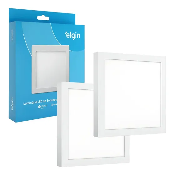 Kit 2 Painel Plafon Led Sobrepor Quadrado 24 W Branco Frio 127/220 V