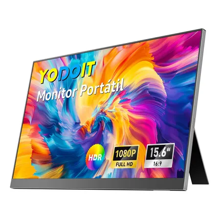 Yodoit Monitor 15.6 Portátil Suporte Fhd Gamer Ips 60 Hz Preto
