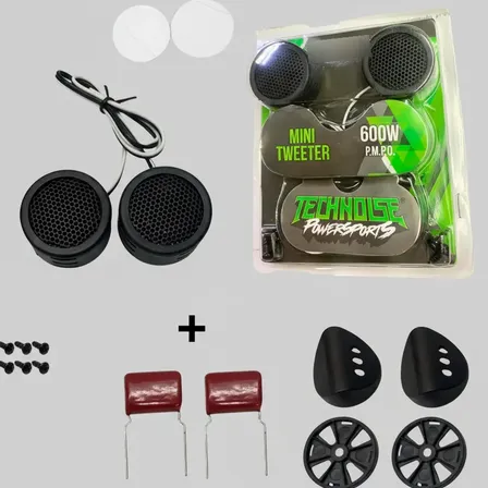 Kit Mini Tweeter Technoise 80W RMS com 2 Capacitores para Carro