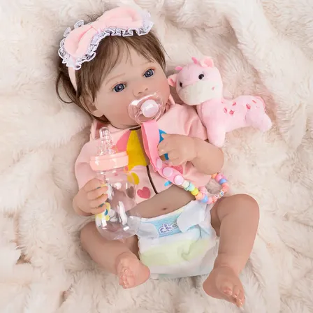 Brastoy Bebé Reborn Boneca 48cm Menina Silicone Realista Pintada -a485
