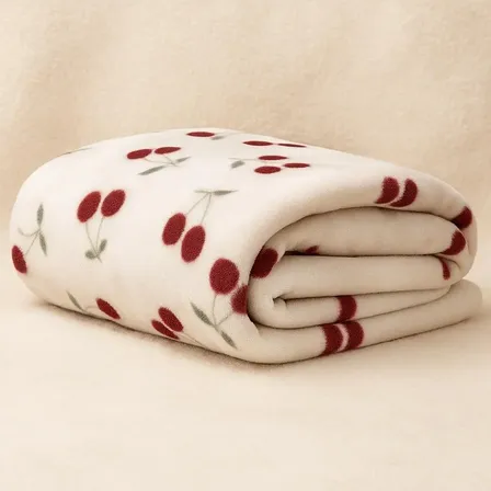 Manta Cobertor Casal Padrão Cama Decorativa Cerejas Cerejas 350 G Branco Branco Cerejas