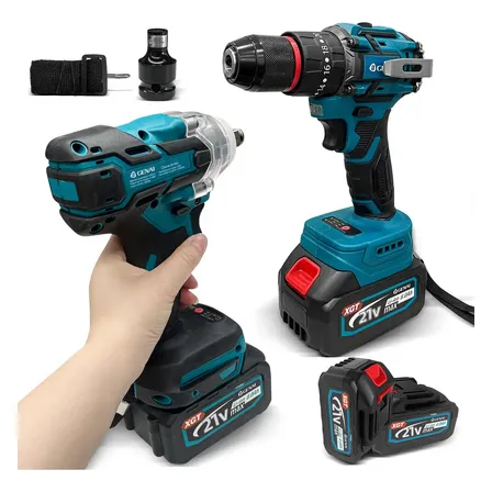 Kit Parafasudeira Chave De Impacto 21v Portátil Recarregável Azul-marinho 50 Hz/60 Hz