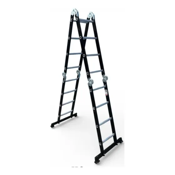 Escada Multifuncional Alumínio 4x3 Zumax 12 Degraus 3,15m Preto
