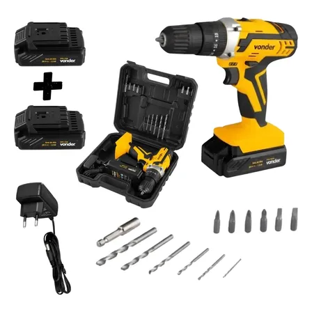 Kit Parafusadeira Furadeira Impacto 20v + 2 Baterias Vonder