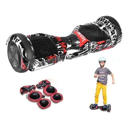 Hoverboard Skate Elétrico 6.5 Polegadas Com Led E Bluetooth Pirata