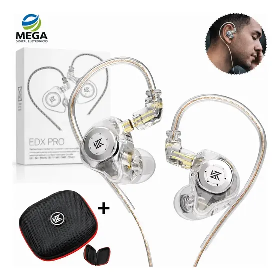 Fone De Ouvido Retorno Palco Edx Pro Dj In-ear + Case Cor Cristal