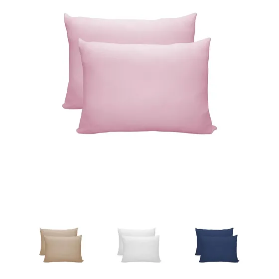 Kit 2 Fronhas Bebê 30x40 cm 100% Algodão Malha Lisa Envelope Berço Americano Antialérgica Respirável Macia Rosa Rose Jogo 2 Peças Capa para Travesseiro Infantil Respirável Lavável - Renova Enxovais
