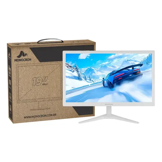 Monitor 19 Monocron MN19R1 Branco 75Hz HDMI VGA 1440x900 TN VESA 75x75