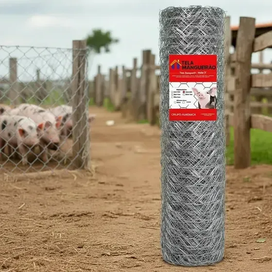 Tela Mangueirão Altura 1,50x50m Fio 18 Bwg 1,24 Mm Galvanizada Rural Carneiro Cabra Cerca Sitio Chacara Fazenda Porcos Chiqueiro