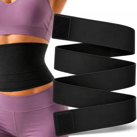 Cinta Modeladora Faixa Abdominal Alta Compressão De 3 Metros Para Afinar A Cintura E Barriga Preto