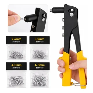 Kit Rebitadeira 9,5 C/100 Rebites 2,4 A 4,8mm