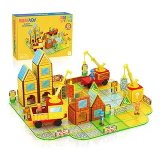 Brastoy Kit Blocos Magnéticos 45 Peças Construção Brinquedo Educativo f104