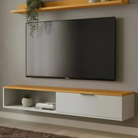 Rack Tv 55 Pol. Suspenso 136cm 1 Porta Lila Off/nature Z49