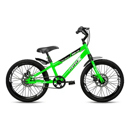Bicicleta Infantil Mtb Aro 20 Pro-x Rd-20 Freio A Disco Mecânico Aro Aero Paralamas - Verde