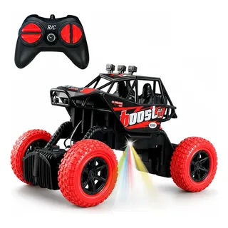 Carrinho De Controle Remoto Off Road Monster Truck Jeep Buggy Rally Pneus Grandes De Borracha Suspensão Alcance De 20 Metros Com Luzes Brinquedo A Pilha Preto Kizumba