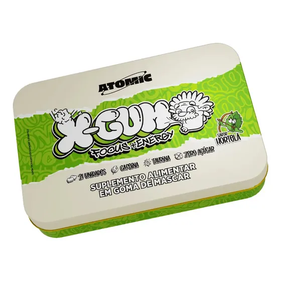X-gum Chiclete energético Focus Energy Atomic Labs 21 Gomas Sabor Hortelã