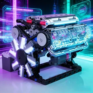 Brastoy Blocos Construção De Motor V8 Modelo Visual 535pecas 535 Motor V8