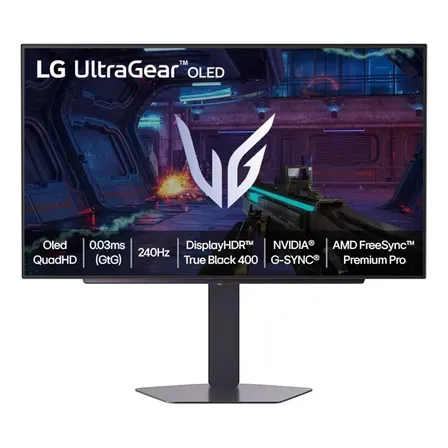 LG UltraGear Monitor Gamer OLED 27" OLED 240Hz 0.03ms (GtG) QHD 2K (2560x1440) HDR True Black 400 NVIDIA G-SYNC AMD FreeSync Premium Pro VESA AdaptiveSync, Preto - 27GX704A