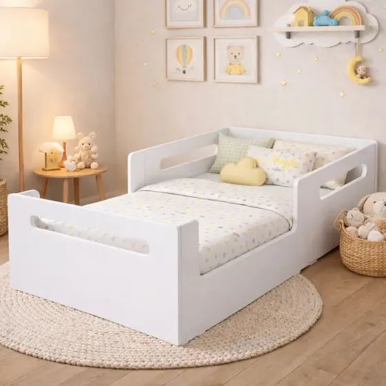 Cama Infantil Montessoriana Baixa Para Quarto De Criança Mdf Branco Cama Infantil