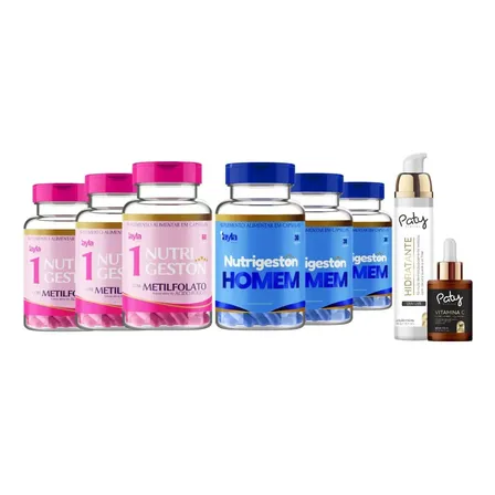 Kit Casal Nutrigeston 6 Frascos Fertilidade Tentantes Metilfolato