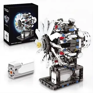 Brastoy Bloco grande de montar infantil Motor Avião Turbofan V8 558 Peças Mecânico Detalhado blocos magnéticos Modelo 2026