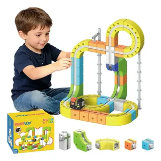Brastoy Trem Elétrico Anti-Gravidade Pista Magnética 3D 105 Peças Blocos de Montar DIY Brinquedo Educativo STEM Presente Infantil