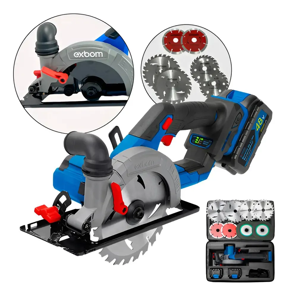 Serra Circular Exbom 6 Profissional Brushless Bateria 48v Azul