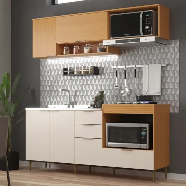 Cozinha Modulada 6 Portas E 2 Gavetas Alice Wt Angelin Preiun/off White