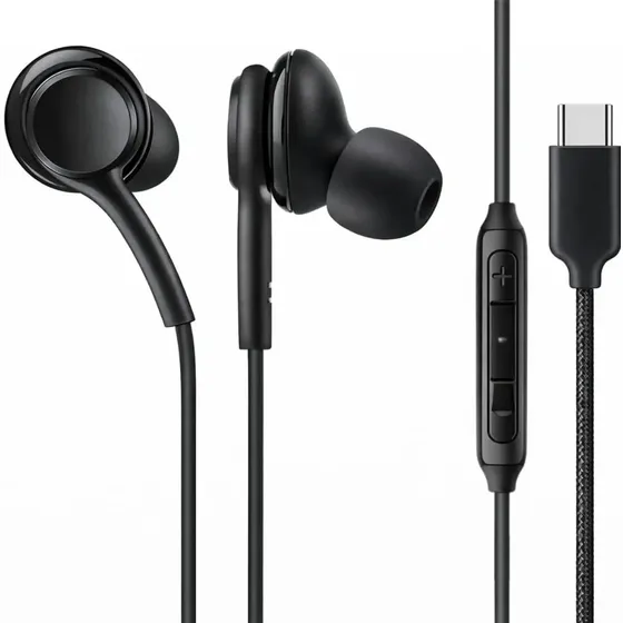 Fones De Ouvido Tipo C Intra Auricular Com Microfone Controle Volume Som Estéreo Grave Forte Cabo Nylon Resistente Compatível Android Samsung Xiaomi iPhone 15 16 17 Usb-c Premium Eletric Teck