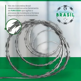 Concertina Simples 30cm com Kit Completo para Instalação e 10m de Comprimento